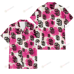 San Diego Padres Pink White Hibiscus Misty Rose Background 3D Hawaiian Shirt