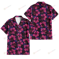 San Diego Padres Plum Vilolet Hibiscus Dark Navy Leaf Black 3D Hawaiian Shirt