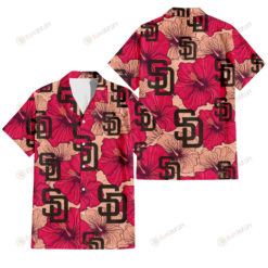 San Diego Padres Red Beige Hibiscus Beige Background 3D Hawaiian Shirt