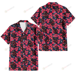 San Diego Padres Red Hibiscus Dark Gray Background 3D Hawaiian Shirt