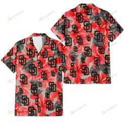 San Diego Padres Red Hibiscus Gray Leaf Gainsboro Background 3D Hawaiian Shirt