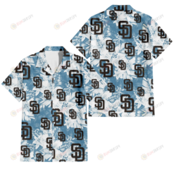 San Diego Padres White Hibiscus Orchid Light Blue Background 3D Hawaiian Shirt