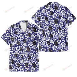 San Diego Padres White Hibiscus Pattern Slate Blue Background 3D Hawaiian Shirt