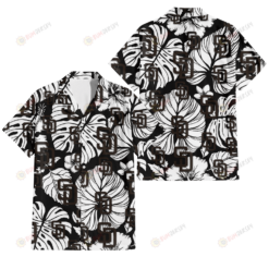 San Diego Padres White Hibiscus Porcelain Flower Palm Leaf Black 3D Hawaiian Shirt