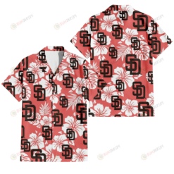 San Diego Padres White Hibiscus Salmon Background 3D Hawaiian Shirt