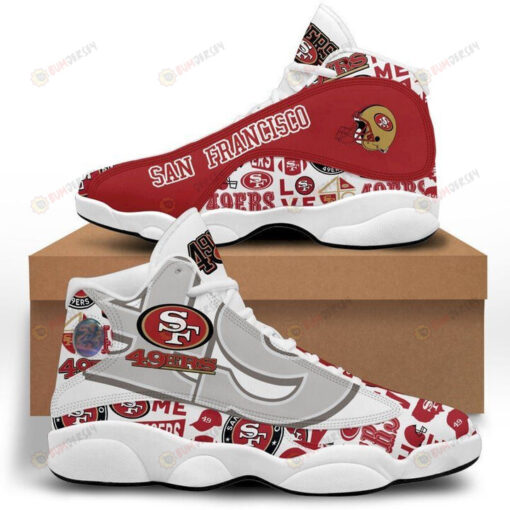 San Francisco 49Ers Air Jordan 13 Shoes Sneakers In Red And White