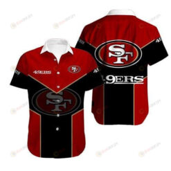 San Francisco 49Ers Curved Hawaiian Shirt In Black Red