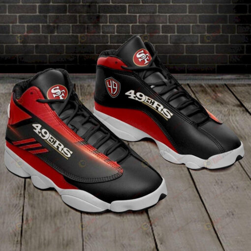 San Francisco 49Ers Logo Pattern Air Jordan 13 Shoes Sneakers In Black Red