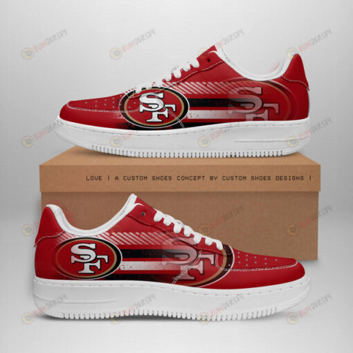 San Francisco 49Ers Logo Stripe Pattern Air Force 1 Printed In Red