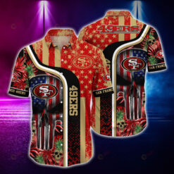 San Francisco 49ers American Flag And Skull ??3D Printed Hawaiian Shirt