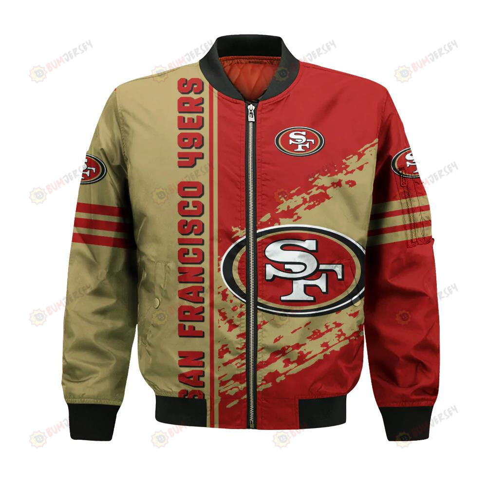 San Francisco 49ers Bomber Jacket 3D Printed Logo Pattern In Team Colours