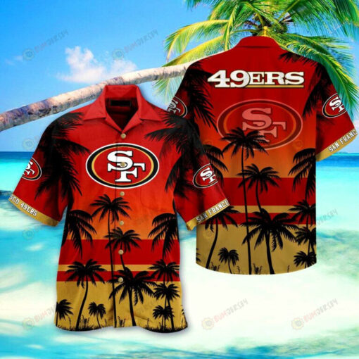 San Francisco 49ers Coconut Tree On Colorful??3D Printed Hawaiian Shirt