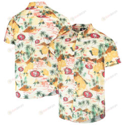 San Francisco 49ers Cream Paradise Floral Button-Up Hawaiian Shirt