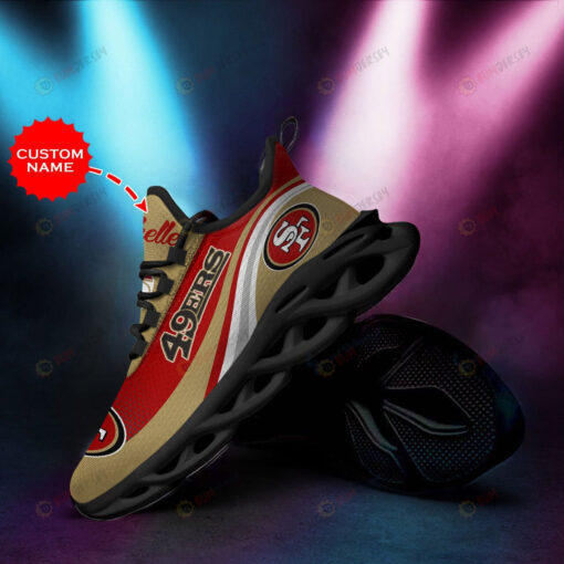 San Francisco 49ers Curved Line Custom Name 3D Max Soul Sneaker Shoes