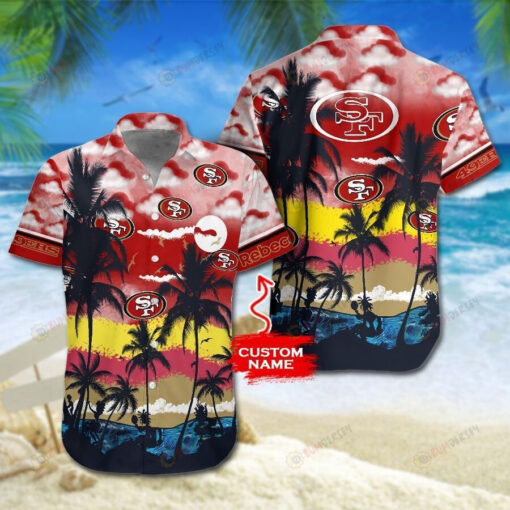 San Francisco 49ers Custom Name Coconut Tree ??3D Printed Hawaiian Shirt