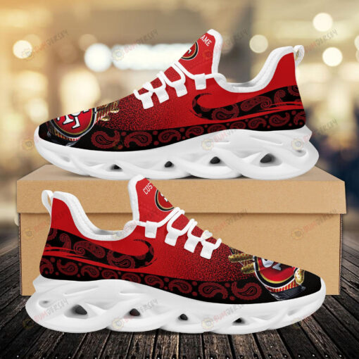 San Francisco 49ers Custom Name Logo Pattern 3D Max Soul Sneaker Shoes In Red And Black