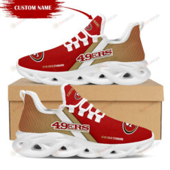 San Francisco 49ers Custom Name Logo Pattern 3D Max Soul Sneaker Shoes In Red And Brown