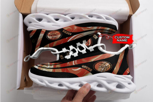 San Francisco 49ers Logo Color Stripe Pattern Custom Name 3D Max Soul Sneaker Shoes