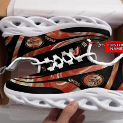 San Francisco 49ers Logo Color Stripe Pattern Custom Name 3D Max Soul Sneaker Shoes