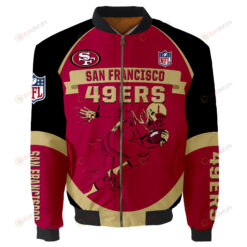 San Francisco 49ers Logo Pattern Bomber Jacket - Red