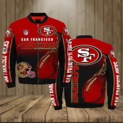 San Francisco 49ers Logo Pattern Bomber Jacket - Red