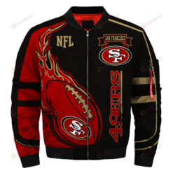 San Francisco 49ers Logo Pattern Bomber Jacket - Red And Black