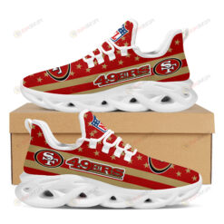 San Francisco 49ers Logo Stripe And Stars Pattern 3D Max Soul Sneaker Shoes In Red