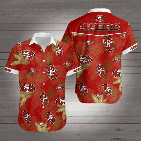 San Francisco 49ers Logo Tropical Leave ??3D Printed Hawaiian Shirt