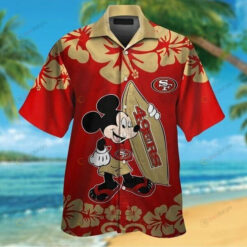 San Francisco 49ers Mickey Mouse And Floral ??3D Printed Hawaiian Shirt Set
