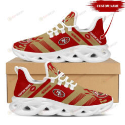 San Francisco 49ers Red Stripe Custom Name 3D Max Soul Sneaker Shoes