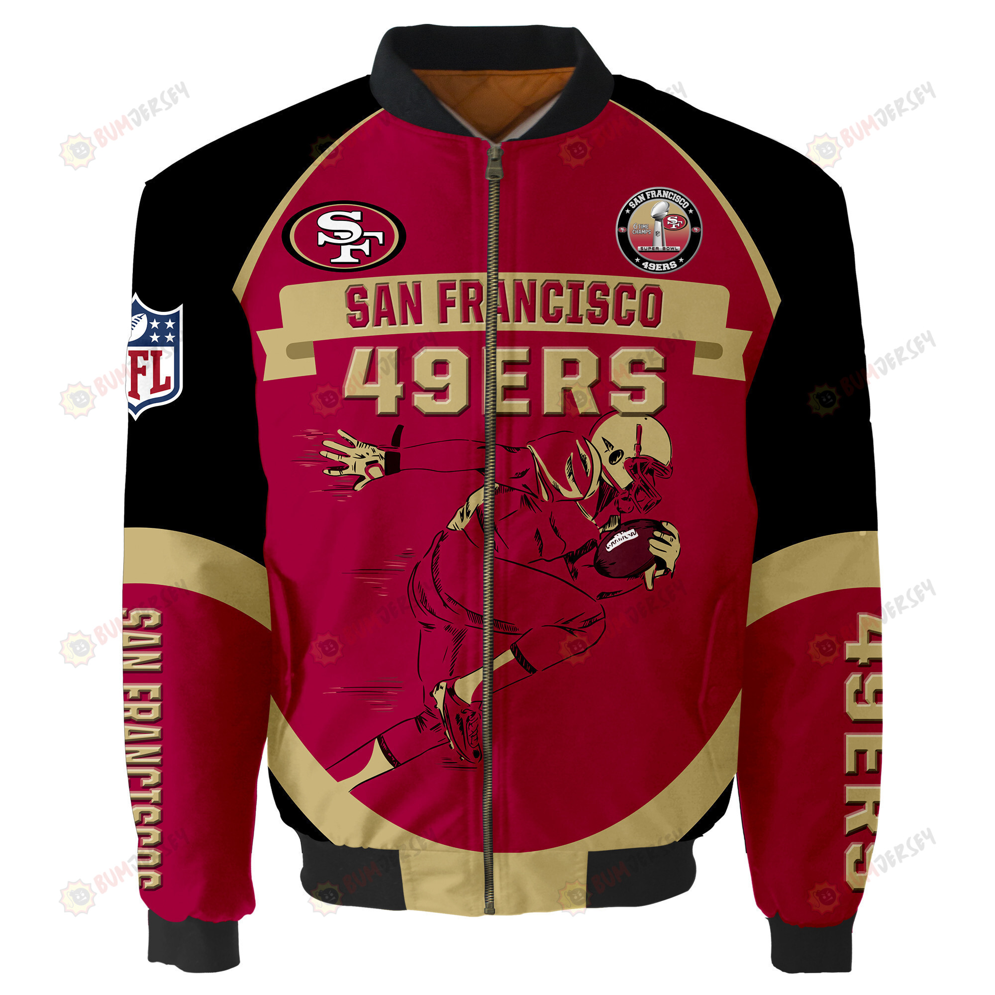 San Francisco 49ers Super Bowl LVI Champions Running Man Bomber Jacket