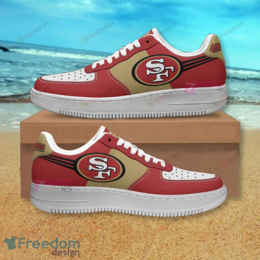 San Francisco 49ers Team Logo Air Force 1 Shoes Sneaker In Red/Yellow