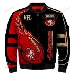 San Francisco 49ers Team Logo Bomber Jacket - Black And Red