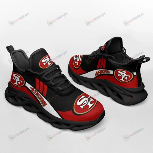 San Francisco 49ers Team Logo Red And Black 3D Max Soul Sneaker Shoes