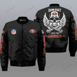 San Francisco 49ers Wings Skull Logo Bomber Jacket - Black