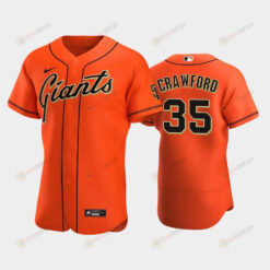 San Francisco Giants 35 Brandon Crawford Alternate Jersey Orange Jersey