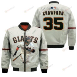 San Francisco Giants Brandon Crawford 25 White For Giants Fans Bomber Jacket 3D Printed