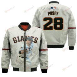 San Francisco Giants Buster Posey 28 Legends Cream For Giants Fans Bomber Jacket 3D Printed