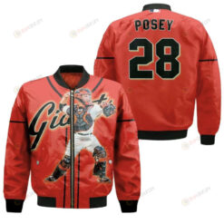 San Francisco Giants Buster Posey 28 Team Player Orange for Giants fans Bomber Jacket 3D Printed