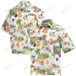 San Francisco Giants Button-Up Scenic Hawaiian Shirt - White