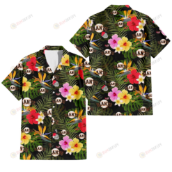 San Francisco Giants Colorful Hibiscus Green Leaf Back Background 3D Hawaiian Shirt