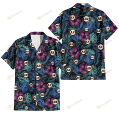 San Francisco Giants Dark Magenta Green Leaf Black Background 3D Hawaiian Shirt