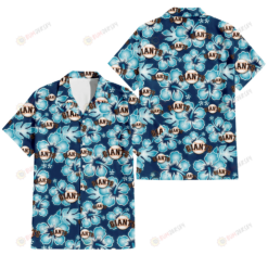 San Francisco Giants Dark Turquoise Hibiscus Navy Background 3D Hawaiian Shirt