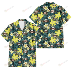 San Francisco Giants Hibiscus Green Palm Leaf Black Background 3D Hawaiian Shirt