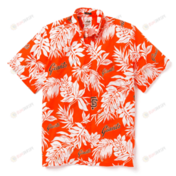 San Francisco Giants Leaf Pattern Curved Hawaiian Shirt In Orange & White