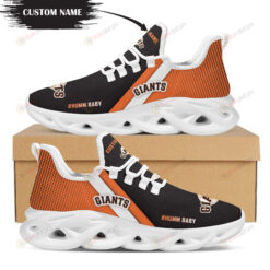 San Francisco Giants Logo Custom Name Pattern 3D Max Soul Sneaker Shoes In Black And Orange