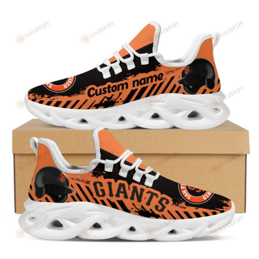 San Francisco Giants Logo Helmet And Stripe Pattern Custom Name 3D Max Soul Sneaker Shoes