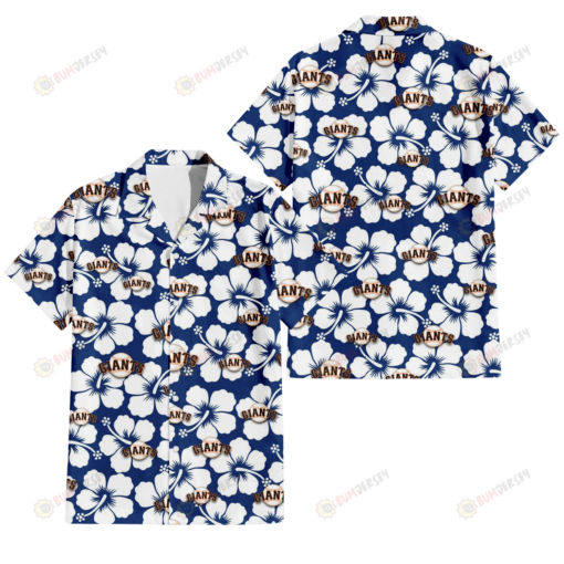 San Francisco Giants Modern White Hibiscus Navy Background 3D Hawaiian Shirt