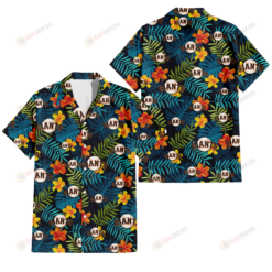 San Francisco Giants Orange Yellow Green Leaf Black Background 3D Hawaiian Shirt