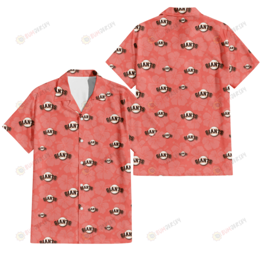 San Francisco Giants Peach Puff Hibiscus Tomato Orange Background 3D Hawaiian Shirt